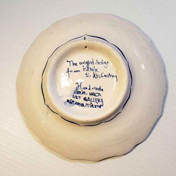 Kutahya Signed Art Turkish Pottery Hand Plate 7" - Picture 7 of 8